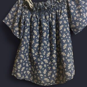 Papaya Blue and White Floral Blouse